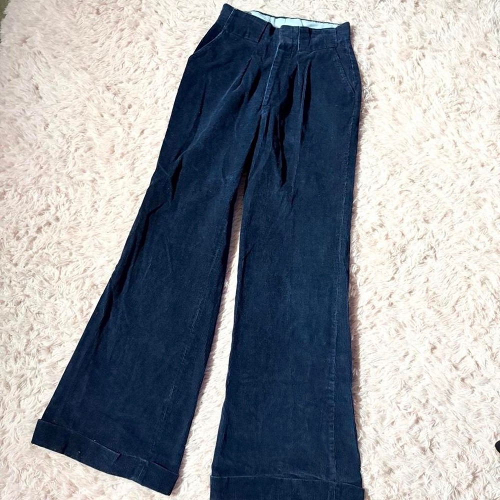 Vintage 70s Corduroy Hipster Groovy Wide Leg Pants Womens 4 Psychedelic Pinup